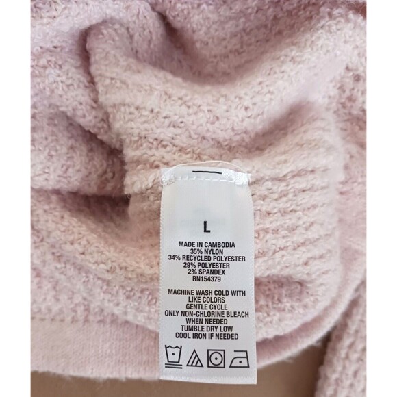 NWT Aeropostale Crop Hoodie Sweater Lt Pink Soft Waffle Knit Sz L - Picture 7 of 8